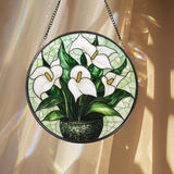White Lily Flower Glass Suncatcher, Elegant Floral Window Hanging, Gift for Mom, Garden Lover Gift, Nature-Inspired Lily Decor, Sunroom Art