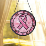 Breast Cancer Support Glass Suncatcher, Inspirational Window Art, Pink Ribbon Gift for Her, Garden or Home Decor, Cancer Survivor Keepsake