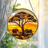 Elephant Mama and Baby Glass Suncatcher, Motherhood Window Art, Gift for Mom, Garden or House Decor, Elephant Family Suncatcher Gift