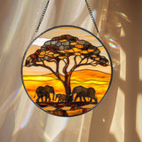 Elephant Mama and Baby Glass Suncatcher, Motherhood Window Art, Gift for Mom, Garden or House Decor, Elephant Family Suncatcher Gift