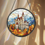 Neuschwanstein Castle Stained Glass Suncatcher, Fairytale German Landmark Window Art, Magical Travel Decor, Gift for Her or Him