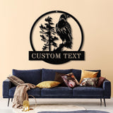 Custom Eagle Metal Sign, Personalized Bird of Prey Wall Art, Wildlife Silhouette Hanging Decor, Rustic Cabin or Lodge Name Sign