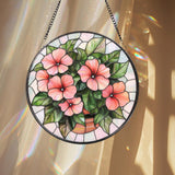 Hibiscus Flowers Vase Glass Window Hanging, Tropical Floral Suncatcher, Summer Window Decor, Hibiscus Lover Gift, Beach House Wall Accent