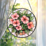 Hibiscus Flowers Vase Glass Window Hanging, Tropical Floral Suncatcher, Summer Window Decor, Hibiscus Lover Gift, Beach House Wall Accent