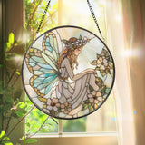 Christian Cross Stained Glass Suncatcher, Sunset Cross Window Hanging, Religious Home Decor, Jesus Faith Ornament, Floral Cross Wall Art
