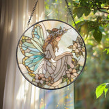 Christian Cross Stained Glass Suncatcher, Sunset Cross Window Hanging, Religious Home Decor, Jesus Faith Ornament, Floral Cross Wall Art