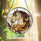 Horse Stained Glass Suncatcher, Equestrian Window Hanging, Horse Lover Decor, Ranch Farmhouse Art, Gift for Rider, Horse Owner Gift
