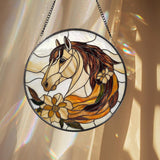 Horse Stained Glass Suncatcher, Equestrian Window Hanging, Horse Lover Decor, Ranch Farmhouse Art, Gift for Rider, Horse Owner Gift
