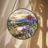 Deer Fawn Suncatcher, Floral Stained Glass Window Art, Baby Deer Decor, Woodland Animal Gift, Nature Lover Hanging Ornament