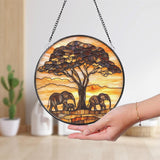 Elephant Mama and Baby Glass Suncatcher, Motherhood Window Hanging, Gift for Mom, Garden or Nursery Decor, Animal Family Art