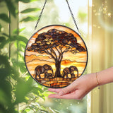 Elephant Mama and Baby Glass Suncatcher, Motherhood Window Hanging, Gift for Mom, Garden or Nursery Decor, Animal Family Art