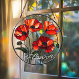 Poppy Flower Glass Suncatcher, California Botanical Window Art, Garden-Inspired Home Decor, Unique Floral Gift for Mom or Plant Lovers