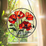 Poppy Flower Glass Suncatcher, California Botanical Window Art, Garden-Inspired Home Decor, Unique Floral Gift for Mom or Plant Lovers