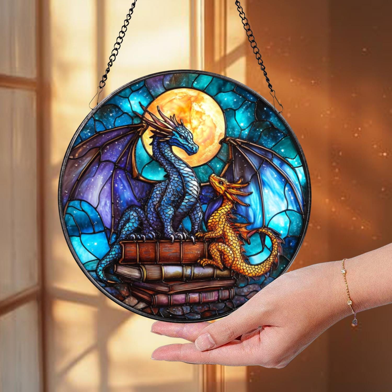 Xaden Riorson Dragon Glass Ornament, Fourth Wing Inspired Suncatcher, Book Lover Fantasy Gift, Dark Romance Window Art, Onyx Storm Decor