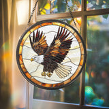 Stained Glass Eagle Suncatcher – Handmade Bald Eagle Window Art, Patriotic Bird Decor, Wildlife Gift for Nature Lovers