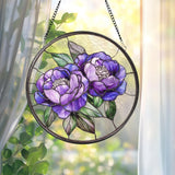 Peony Flower Glass Suncatcher, Purple Peony Ornament, Window Hanging Decor, Mother’s Day Keepsake, Garden Wall Art, Gift for Her