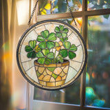 Handmade Shamrock Glass Suncatcher, Celtic Window Decor, Irish Ornament, Lucky Charm Gift, Green Irish Window Art, Gift for Irish Families