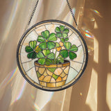Handmade Shamrock Glass Suncatcher, Celtic Window Decor, Irish Ornament, Lucky Charm Gift, Green Irish Window Art, Gift for Irish Families