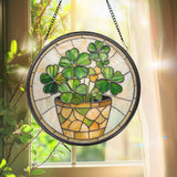 Handmade Shamrock Glass Suncatcher, Celtic Window Decor, Irish Ornament, Lucky Charm Gift, Green Irish Window Art, Gift for Irish Families