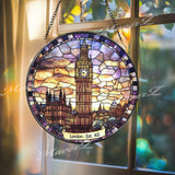 London Big Ben Stained Glass Suncatcher, Iconic UK Landmark Window Hanging, British Architecture Glass Art, Travel Gift for London Lovers