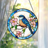 Bluebird Stained Glass Suncatcher, Bird Window Hanging Decor, Nature-Inspired Gift, Bluebird House Accent, Garden or Home Wall Art