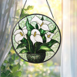White Lily Flower Glass Suncatcher, Elegant Floral Window Hanging, Gift for Mom, Garden Lover Gift, Nature-Inspired Lily Decor, Sunroom Art