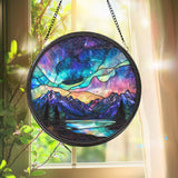 Aurora Borealis Glass Suncatcher, Northern Lights Window Decor, Mystical Sky Wall Art, Gift for Nature Lovers, Meditation Accent