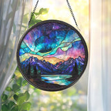 Aurora Borealis Glass Suncatcher, Northern Lights Window Decor, Mystical Sky Wall Art, Gift for Nature Lovers, Meditation Accent