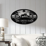 Personalized Farm Metal Sign, Custom Horse Ranch Name Sign, Western Cowboy Silhouette Wall Art, Outdoor Barn or Stable Decor