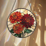 Chrysanthemum Stained Glass Suncatcher, Birth Month Flower Window Hanging, Gift for Mom or Grandma, Floral Birthday or Holiday Decor