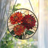 Chrysanthemum Stained Glass Suncatcher, Birth Month Flower Window Hanging, Gift for Mom or Grandma, Floral Birthday or Holiday Decor