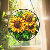 Sunflower Glass Suncatcher, Floral Pendant Window Hanging, Sunflower Window Decor, Gift for Mom or Grandma, Bright Kitchen or Garden Accent