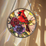 Cardinal Stained Glass Suncatcher – Red Bird Memorial Ornament, Remembrance Window Hanging, Bird Lover Gift, Nature Home Decor