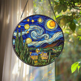Stained Glass Starry Night Suncatcher, Van Gogh Art Ornament, Celestial Window Decor, Gift for Art Lovers, Holiday Keepsake