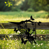 Fairy Metal Wall Art, Butterfly Swing Fairy Silhouette, Whimsical Garden Decor, Magical Girl Room Sign, Outdoor Fantasy Metal Artwork
