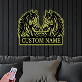 Personalized Horse Metal Sign with Two Horse Heads, Custom Ranch Name Sign, Western Farmhouse Wall Decor, Equestrian Gift for Horse Lovers