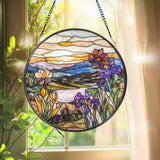 Deer Fawn Suncatcher, Floral Stained Glass Window Art, Baby Deer Decor, Woodland Animal Gift, Nature Lover Hanging Ornament