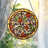 Pizza Stained Glass Suncatcher, Foodie Window Hanging Decor, Round Kitchen Art Panel, Funny Gift for Pizza Lovers & Chefs