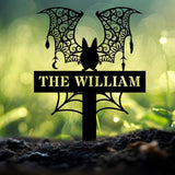 Metal Sign Bat Halloween Name Sign, Personalized Name LED Lights, Halloween Sign, Outdoor Door Monogram, Halloween Metal sign