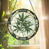 Marijuana Leaf Stained Glass Suncatcher, Cannabis Plant Window Hanging, Stoner Home Decor, Unique Gift for Weed Lover