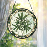 Marijuana Leaf Stained Glass Suncatcher, Cannabis Plant Window Hanging, Stoner Home Decor, Unique Gift for Weed Lover