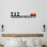 Personalized Cardinal House Address Sign, Custom Metal Home Number Plaque with 3 Red Birds, Outdoor Family Name Yard Decor