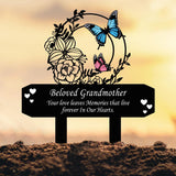 Personalized Butterfly Memorial Garden Stake for Grandmother, Floral Sympathy Grave Marker, Outdoor Remembrance Gift for Loss of Grandma