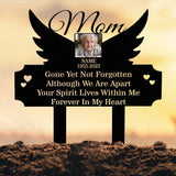 Personalized Mom Memorial Garden Stake with Photo and Angel Wings, Custom Grave Marker, In Loving Memory Outdoor Remembrance Sign