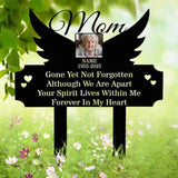 Personalized Mom Memorial Garden Stake with Photo and Angel Wings, Custom Grave Marker, In Loving Memory Outdoor Remembrance Sign