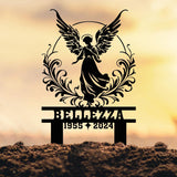 Personalized Angel Memorial Garden Stake with Name and Years, Elegant Remembrance Grave Marker, Outdoor Tribute for Loved One