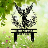 Personalized Angel Memorial Garden Stake with Name and Years, Elegant Remembrance Grave Marker, Outdoor Tribute for Loved One