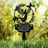 Personalized Angel Memorial Garden Stake with Poem and Butterflies, Custom Remembrance Sign for Loved One, Grave Marker Gift