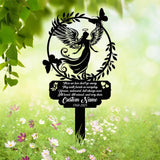 Personalized Angel Memorial Garden Stake with Poem and Butterflies, Custom Remembrance Sign for Loved One, Grave Marker Gift