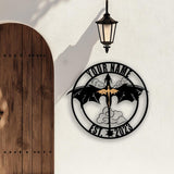 Custom Flying Dragon Metal Sign, Personalized Round Fantasy Wall Art with Name and Year, Dragon Decor for Gamers or Fantasy Lovers